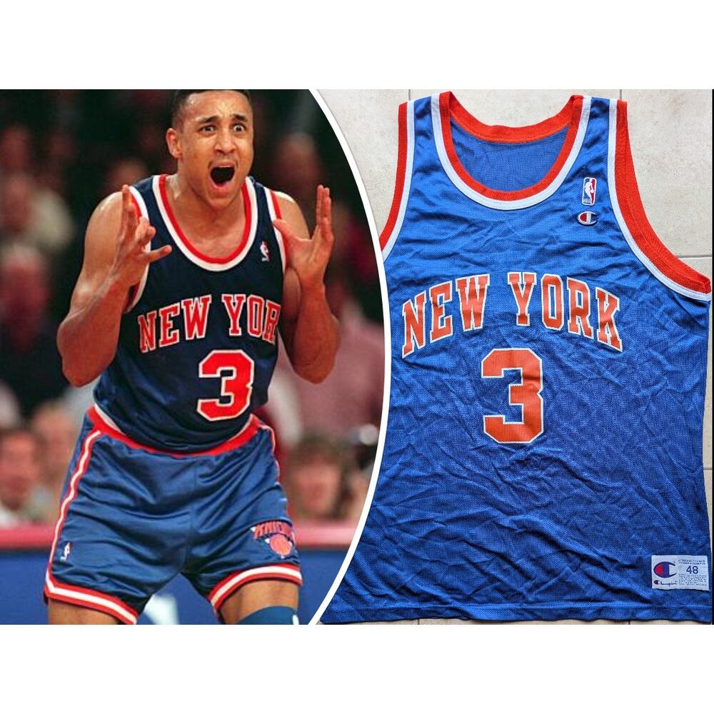 John STARKS #3 NY Knicks 90s CHAMPION jersey 48 Xl blue NBA basketball vintage